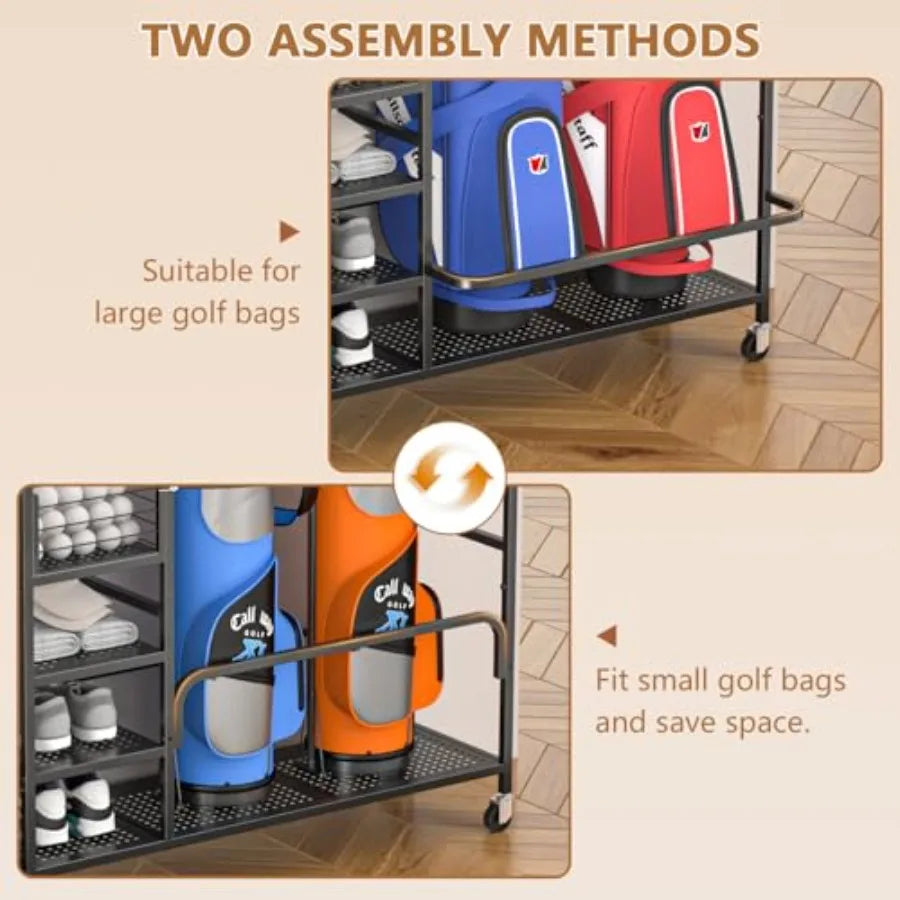 Golf Bag Storage with Big Capacity Organizer for Golf Bag and Equipment