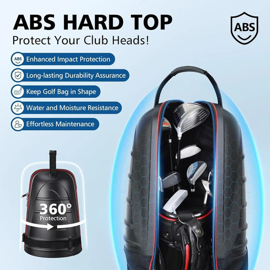 Golf Travel Bags for Airlines with Wheels, Hard Case Top and 1680D Heavy Duty Oxford Protect Golf Clubs