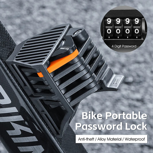 WEST BIKING Bicycle Folding Lock, 4 Code Digits Anti-theft Lock, Portable E-Bike Scooter Password, Foldable Lock