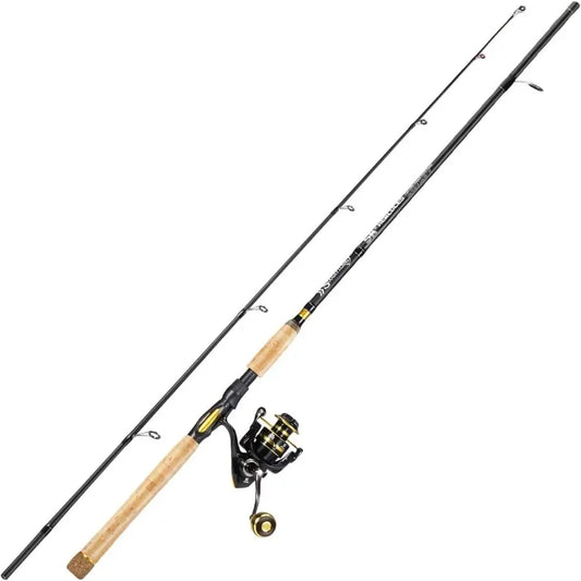 7' 2Piece Spinning Fishing Rod and Reel Combo with 4000 Size Reel Adjustable Handle Position for Right or Left Hand Use