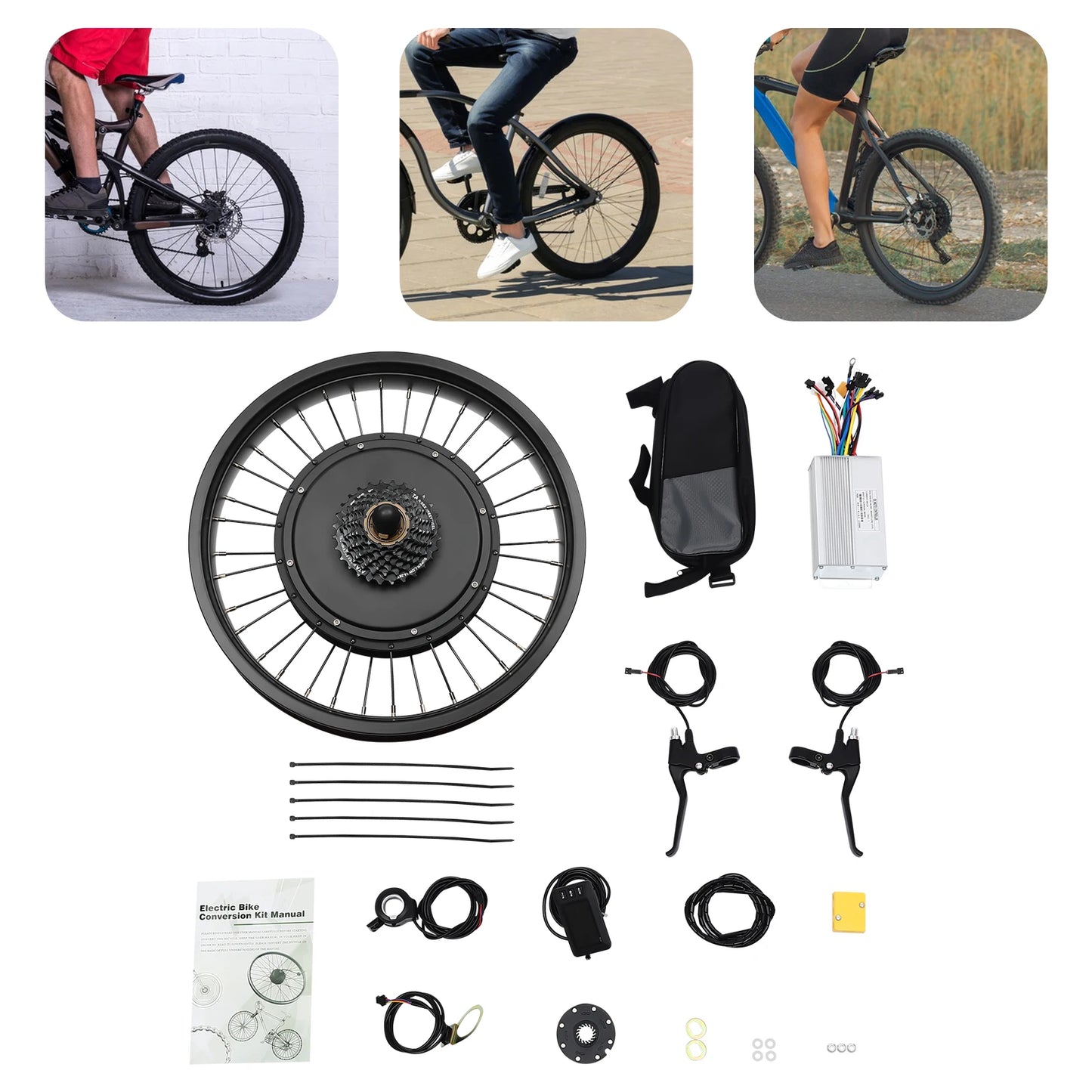 1000W Ebike Conversion DC Brushless Motor Kit, Rear Wheel Electric Bicycle Hub Motor Kit for 20inch Wheel Bicycle