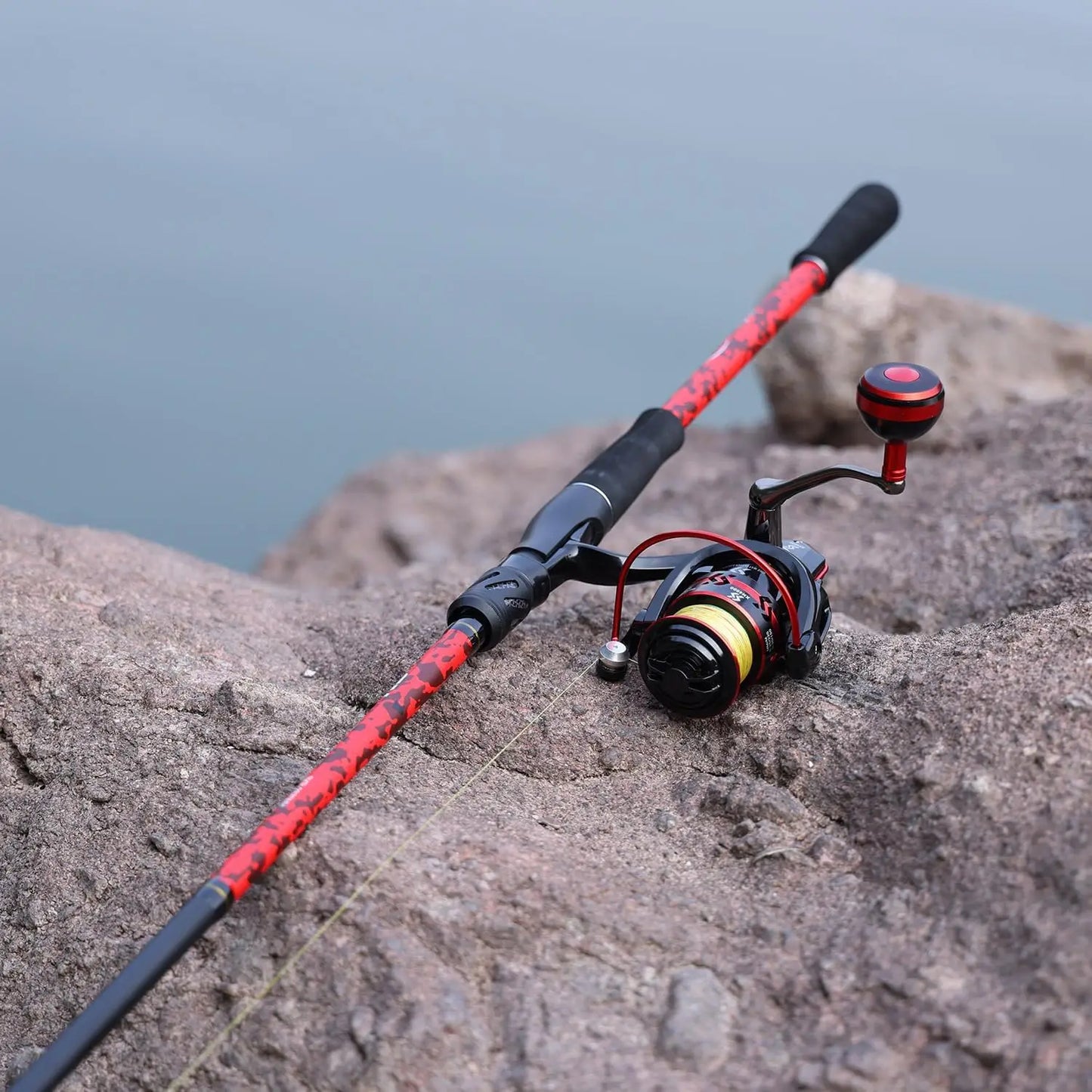 7' 2-Piece Inshore Fishing Rod & Reel Combo, Medium Power, Right/Left Handle, Ideal for Saltwater Angling