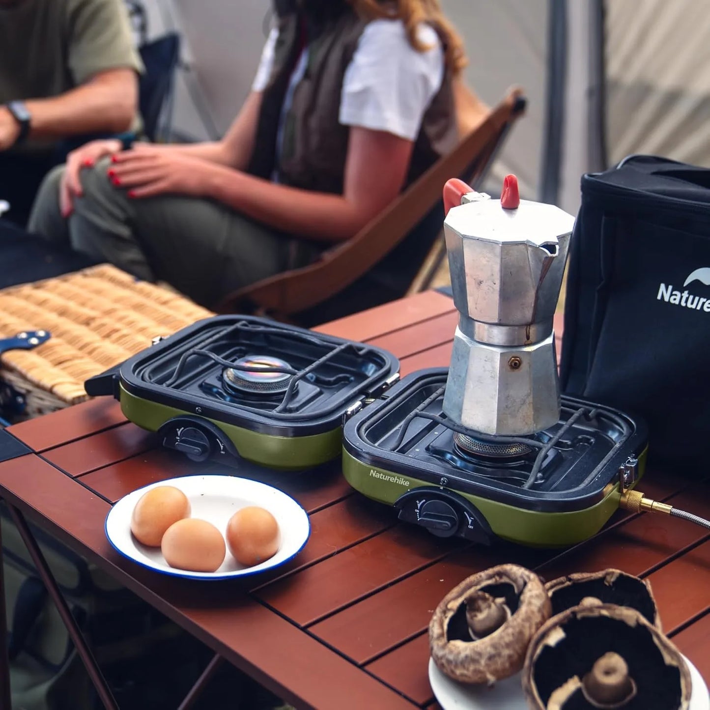 Naturehike 2 Burner Folding Camping Stove, Portable with Carry Bag, 16000 BTU Stove