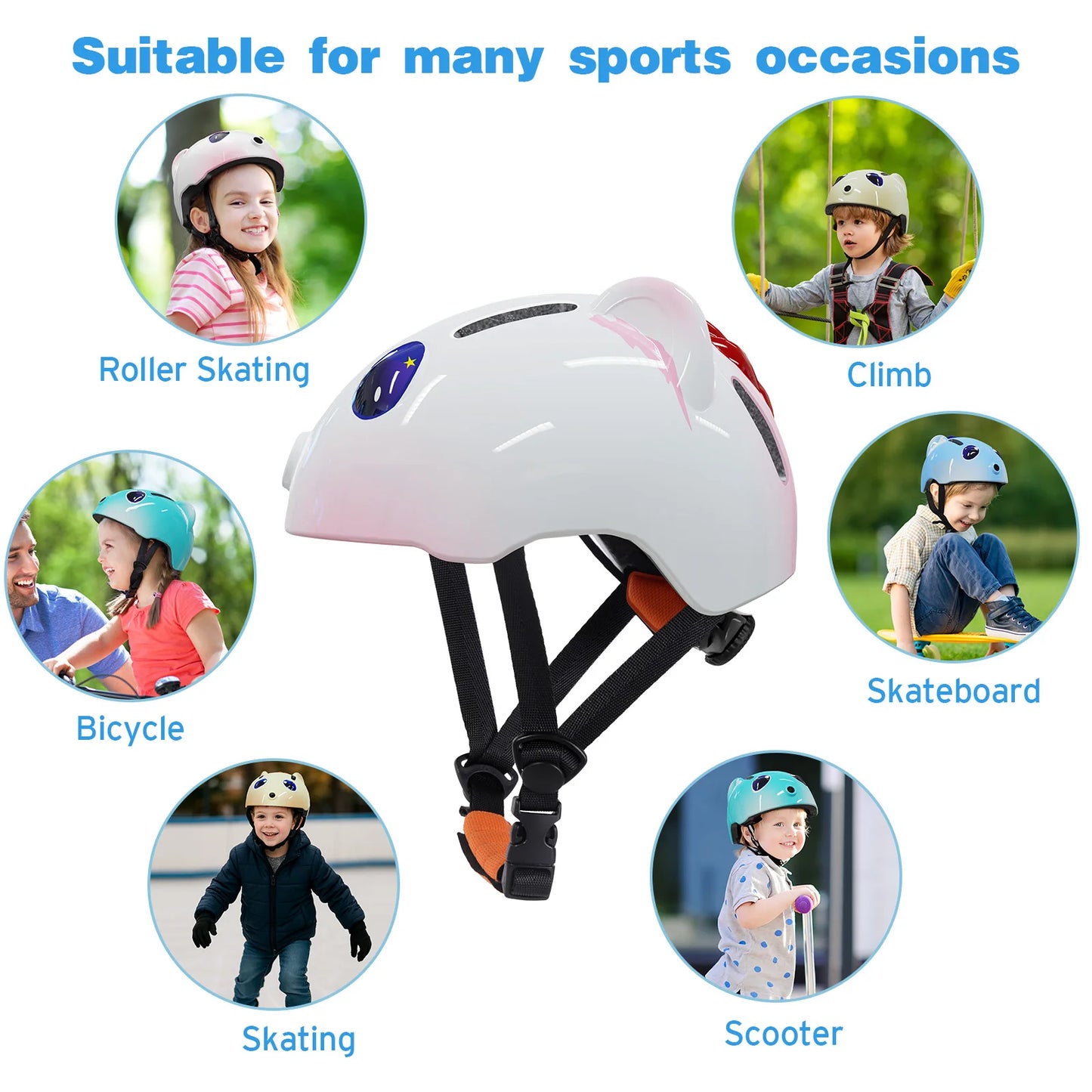 Toddler Kids Bike Helmet, 3D Children Bicycle Helmet for Boys and Girls, Adjustable Age 3-10