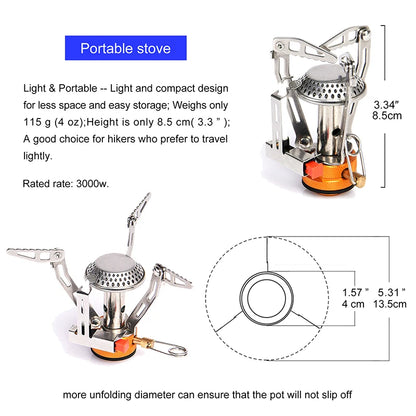 Widesea Camping Cookware Set, Outdoor Tableware, Burner Stove, Folding Knife and Fork