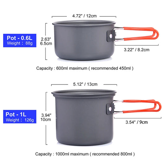 Widesea Camping Cookware Set, Outdoor Tableware, Burner Stove, Folding Knife and Fork