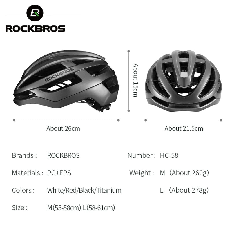 ROCKBROS Bike Helmet, MTB Road Cycling Helmets Integrally-molded Men/Women Breathable Ventilation
