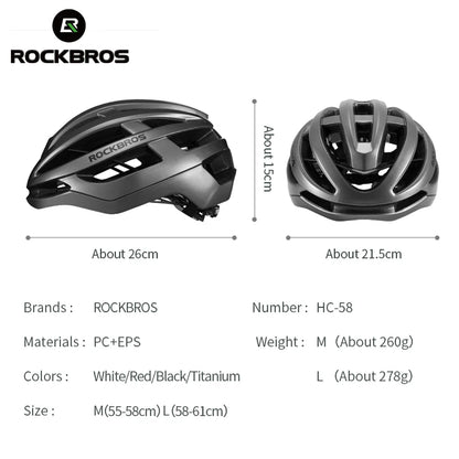 ROCKBROS Bike Helmet, MTB Road Cycling Helmets Integrally-molded Men/Women Breathable Ventilation