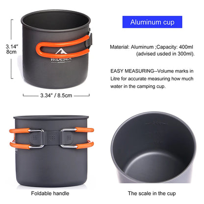 Widesea Camping Cookware Set, Outdoor Tableware, Burner Stove, Folding Knife and Fork