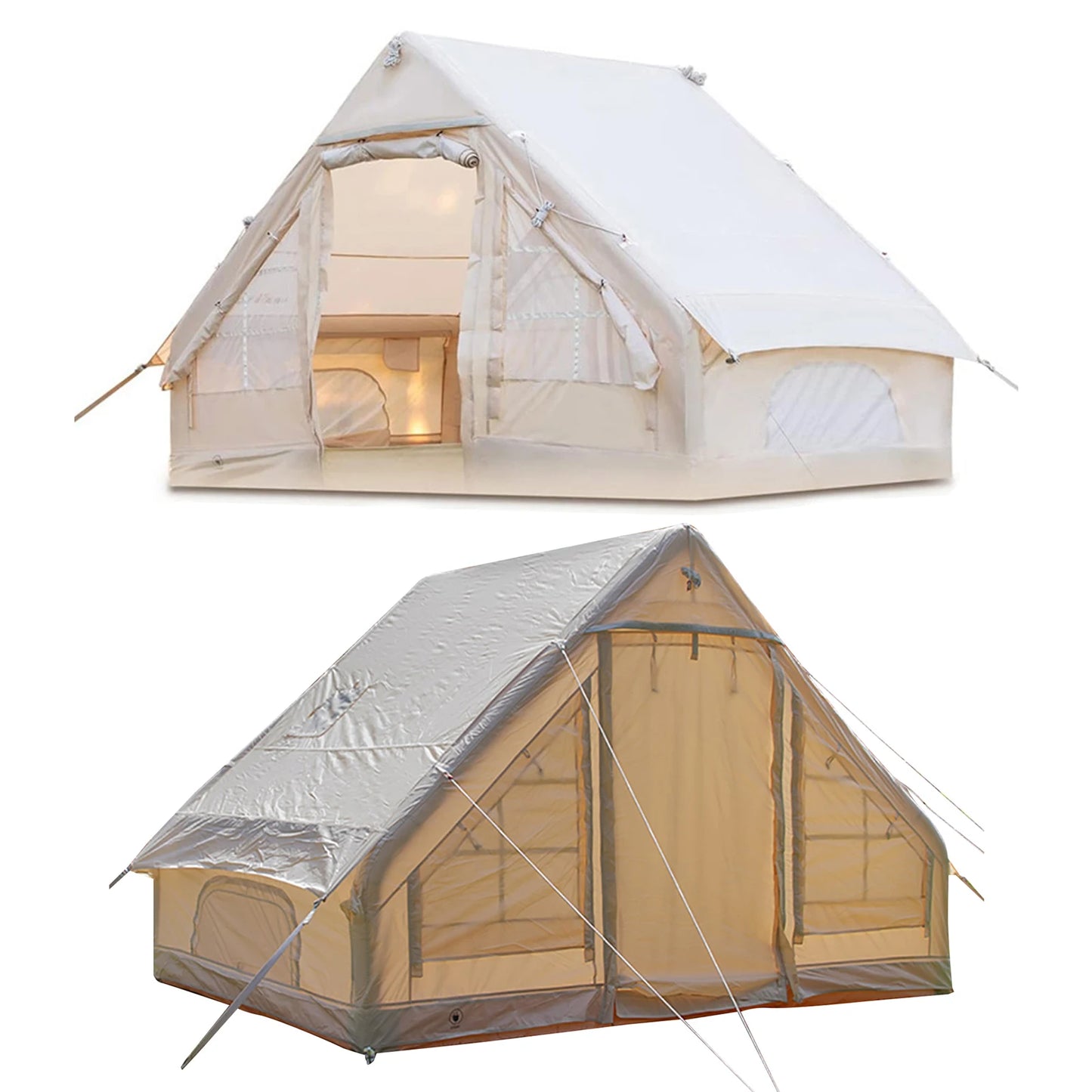 4-6 Person House Instant Glamping Camping Tents, House Oxford Fabric Inflatable Camping Tent With Storage Bag