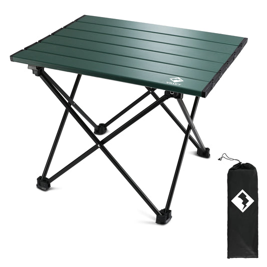 VILLEY Portable Camping Side Table, Ultralight Aluminum Folding Beach Table with Carry Bag for Outdoor Cooking, Picnic, Camping