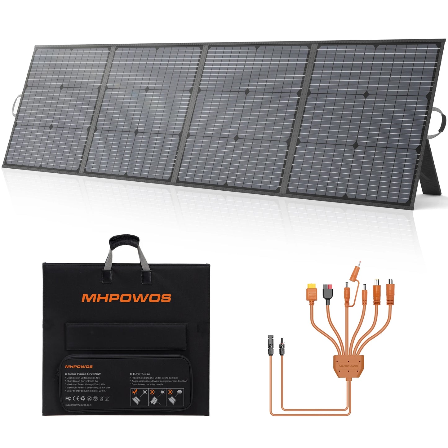 MHPOWOS 220/400W Lightweight Portable Solar Panel, Foldable Solar Panel with Kickstands for RV, Camping, Off Grid System