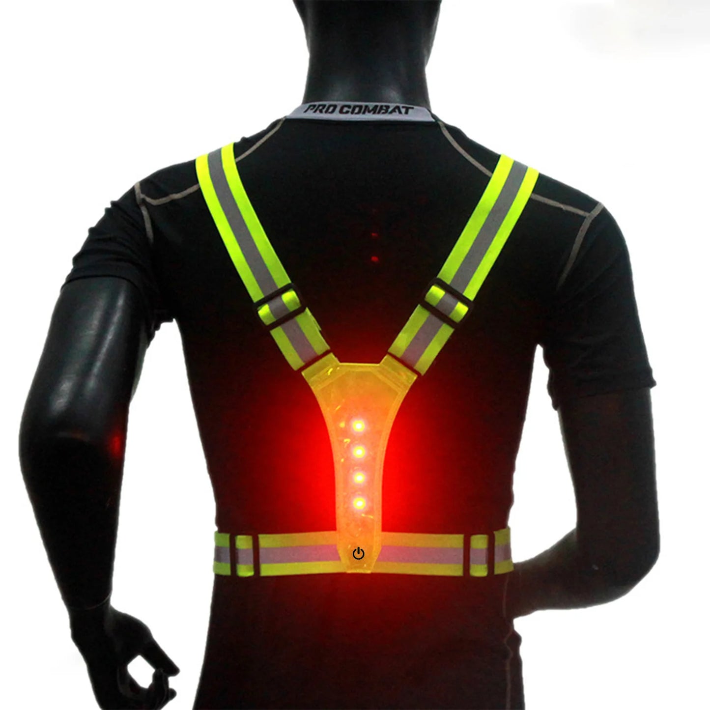 LED Cycling Vest, Sports High Visibility Outdoor Running, Cycling Reflective Safety Vest, Adjustable Elastic Strap Reflective Belt
