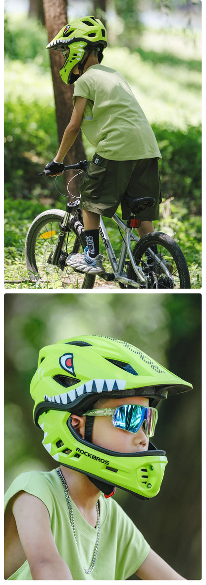 ROCKBROS Child Cycling Helmet, Impact Resistant Detachable Full Face Helmet