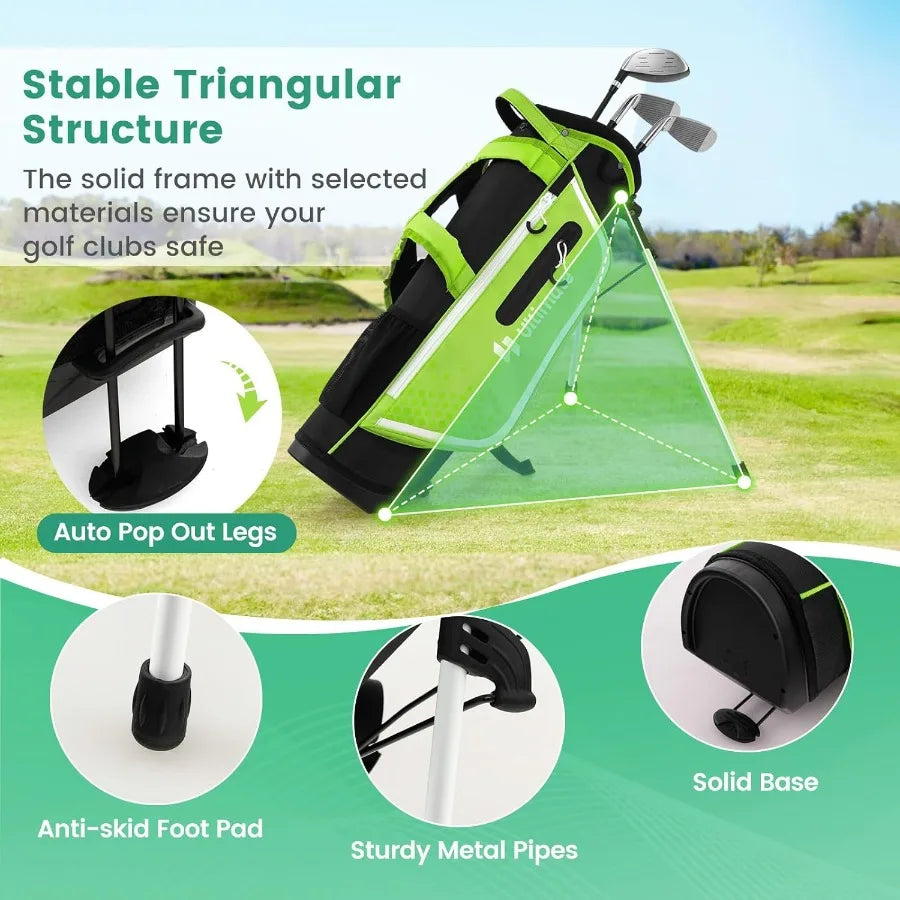 Right Hand Junior Complete Golf Club Set for Age 5-7, with 205CC 3 Fairway Wood, 7 and S Irons, Putter Head Cover & Rain Hood