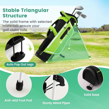 Right Hand Junior Complete Golf Club Set for Age 5-7, with 205CC 3 Fairway Wood, 7 and S Irons, Putter Head Cover & Rain Hood