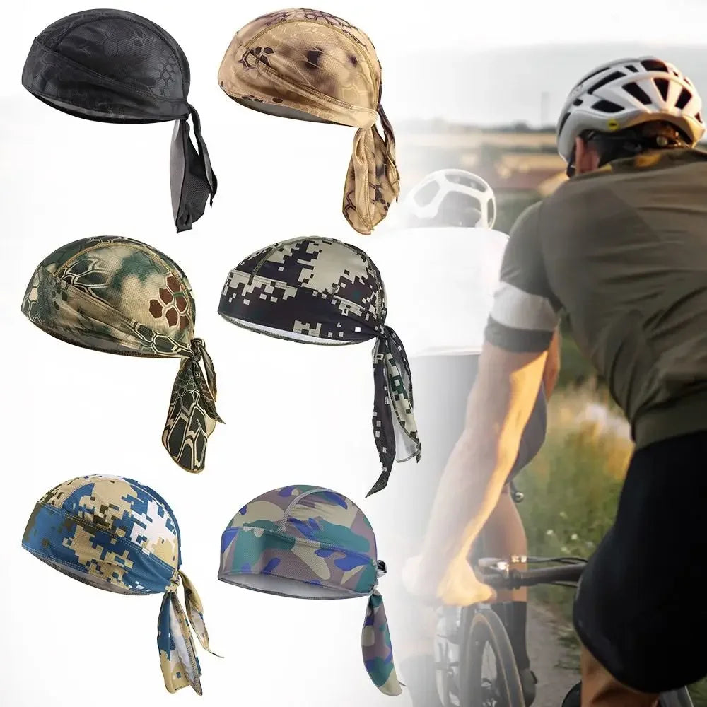 Quick Dry Camo Cycling Cap Head Scarf, Summer Men Running and Riding Bandana Headscarf