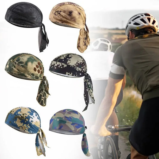 Quick Dry Camo Cycling Cap Head Scarf, Summer Men Running and Riding Bandana Headscarf