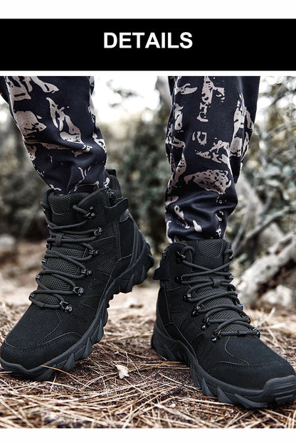 Men's casual tactical boots, lightweight, side zipper
