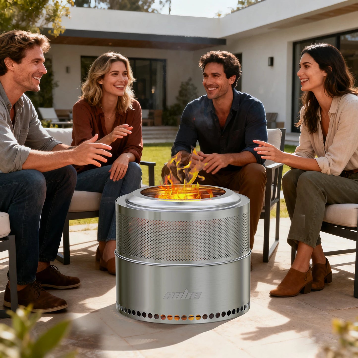 Wood Burning Firepit, Large Stainless Steel Smokeless Fire Pit with Carry Bag