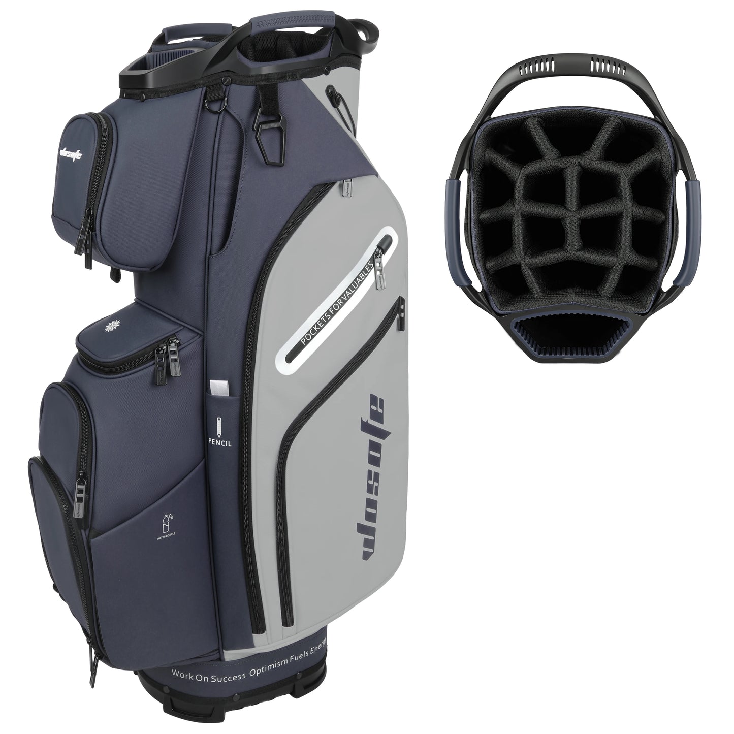 PU Leather Lightweight Men/Women Golf Bag, Multiple 10 Pockets, 14-Way Dividers,Cooler Pouch Golf Cart Bag