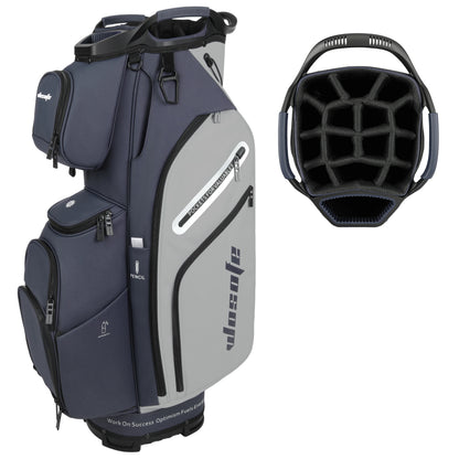 PU Leather Lightweight Men/Women Golf Bag, Multiple 10 Pockets, 14-Way Dividers,Cooler Pouch Golf Cart Bag