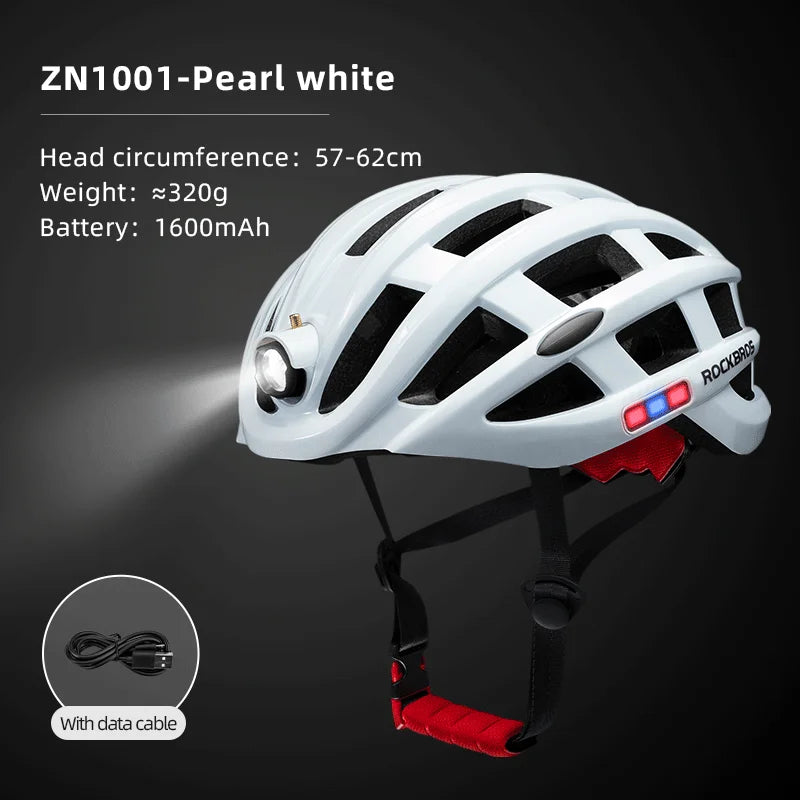 ROCKBROS Cycling Light Helmet, USB Charging Electric LED Front Light Helmet For Night Cycling