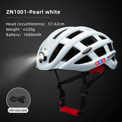 ROCKBROS Cycling Light Helmet, USB Charging Electric LED Front Light Helmet For Night Cycling