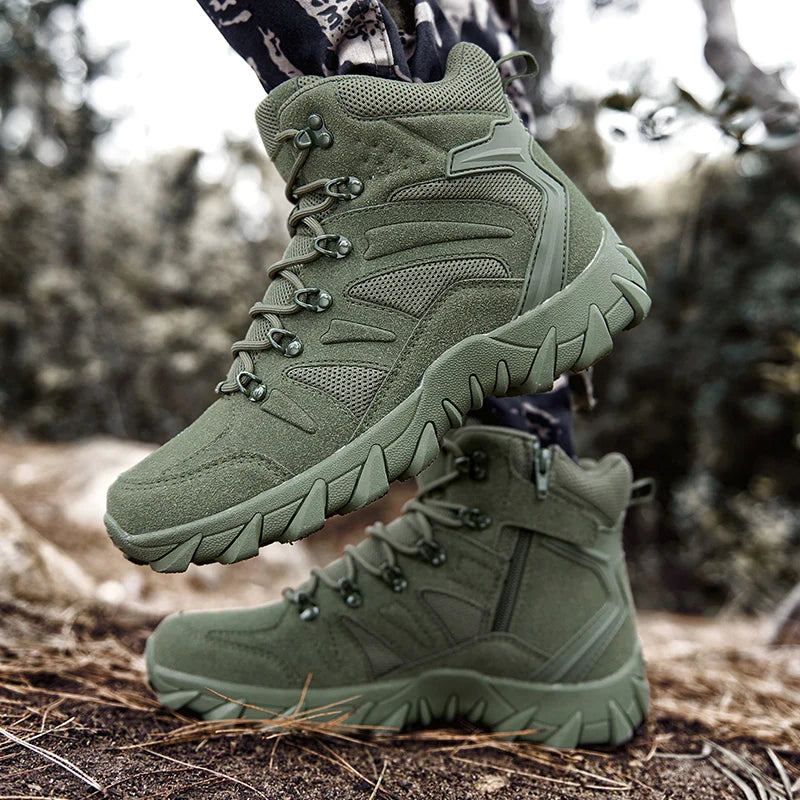 Men's casual tactical boots, lightweight, side zipper