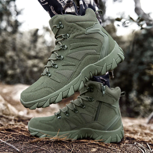 Men's casual tactical boots, lightweight, side zipper