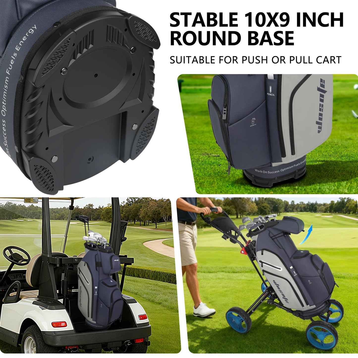 PU Leather Lightweight Men/Women Golf Bag, Multiple 10 Pockets, 14-Way Dividers,Cooler Pouch Golf Cart Bag