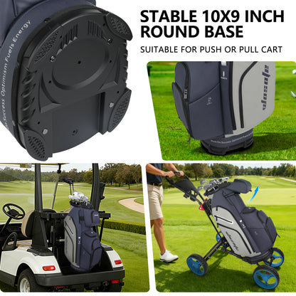 PU Leather Lightweight Men/Women Golf Bag, Multiple 10 Pockets, 14-Way Dividers,Cooler Pouch Golf Cart Bag