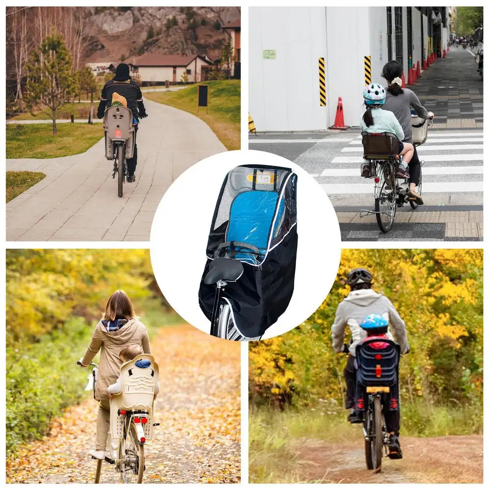 Bicycle Child Seat With Rain Cover, Waterproof and Windproof
