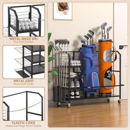 Golf Bag Storage with Big Capacity Organizer for Golf Bag and Equipment