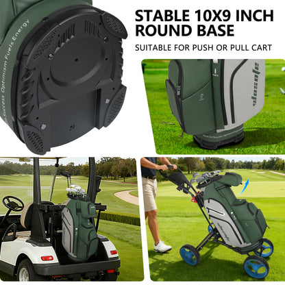 PU Leather Lightweight Men/Women Golf Bag, Multiple 10 Pockets, 14-Way Dividers,Cooler Pouch Golf Cart Bag