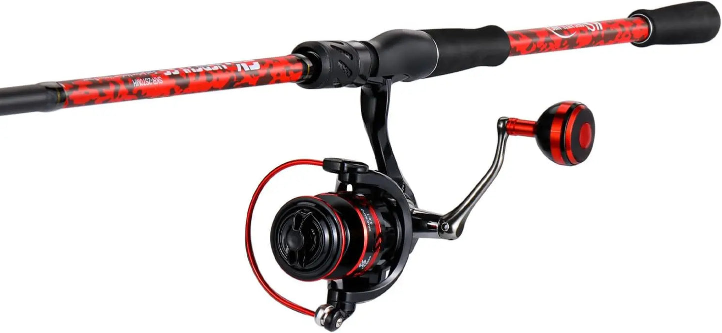 7' 2-Piece Inshore Fishing Rod & Reel Combo, Medium Power, Right/Left Handle, Ideal for Saltwater Angling