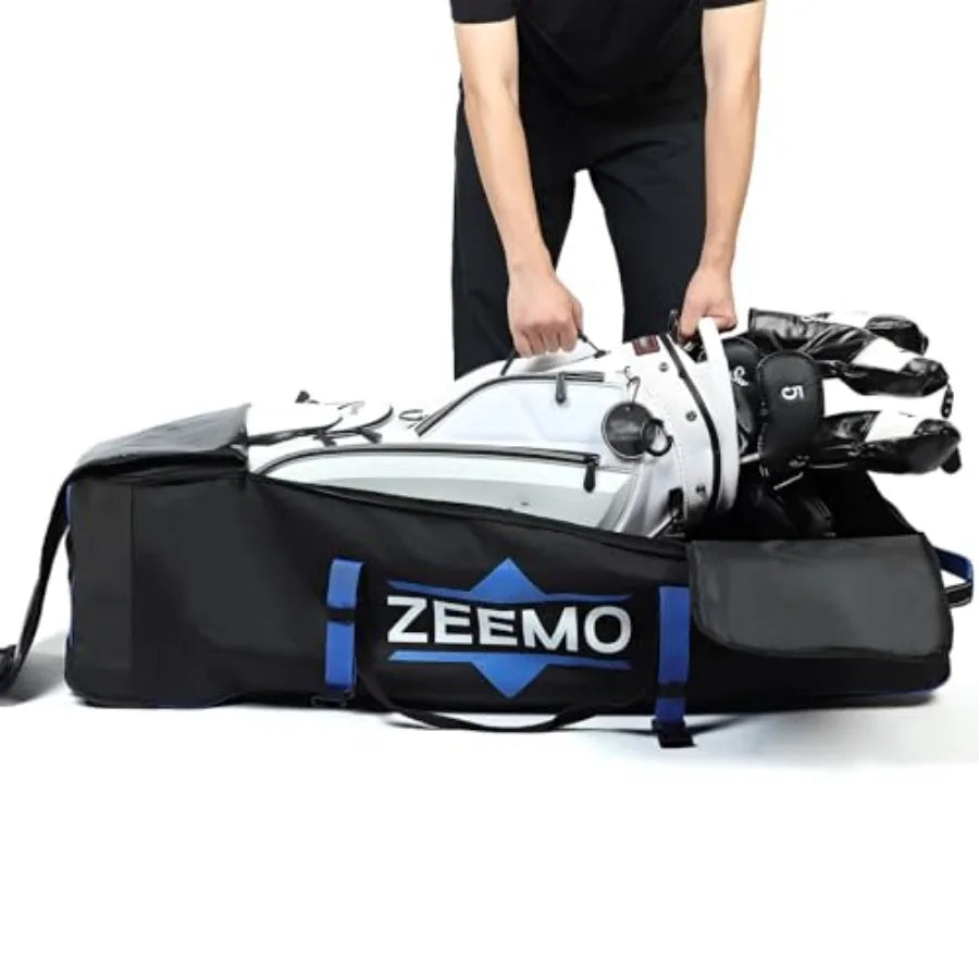 Golf Travel Bag, Full-Open Protective Wheeled Airline-Approved Case for Clubs, Cart Stand Bag Soft-Sided Waterproof Cover in Black
