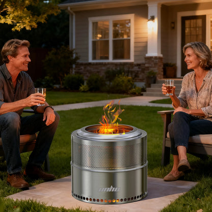 Wood Burning Firepit, Large Stainless Steel Smokeless Fire Pit with Carry Bag