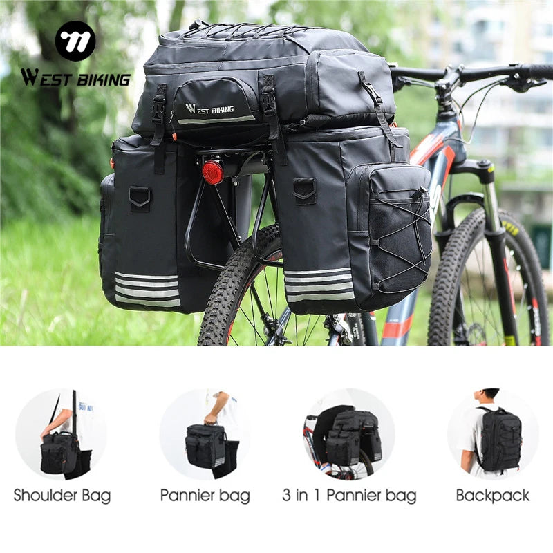 WEST BIKING Bicycle Rear Seat Bag, Waterproof Bike Pannier Bag, Multifunctional Bike Storage Bag