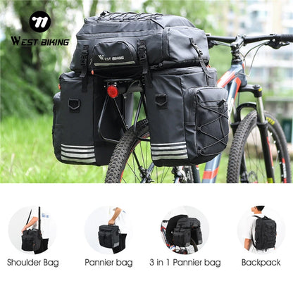 WEST BIKING Bicycle Rear Seat Bag, Waterproof Bike Pannier Bag, Multifunctional Bike Storage Bag