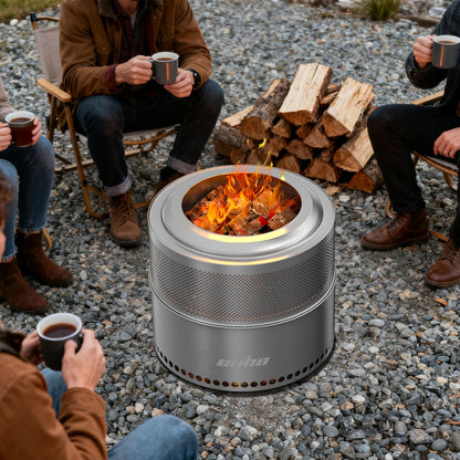 Wood Burning Firepit, Large Stainless Steel Smokeless Fire Pit with Carry Bag
