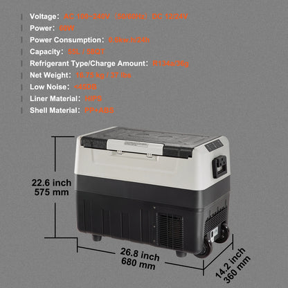 SucceBuy 35/45/55L Portable Electric Cooler, Car Refrigerator with Wheel Compressor Freezer for Camping