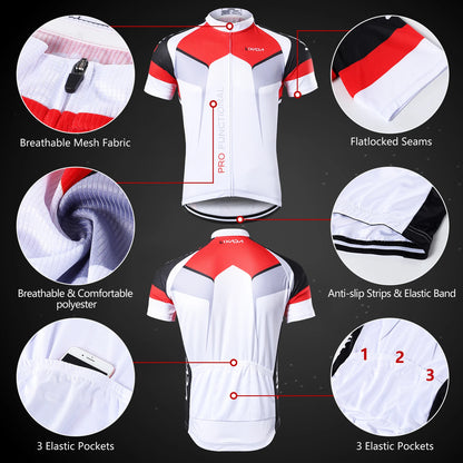 Men Breathable Quick Dry Comfortable Short Sleeve Jersey + Padded Cycle Shorts