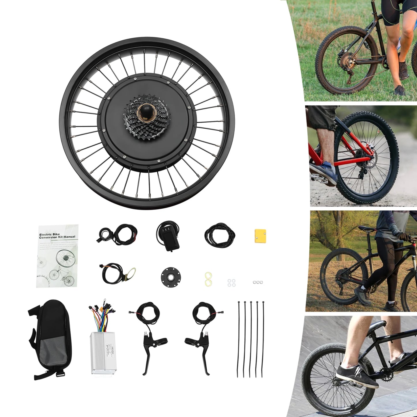 1000W Ebike Conversion DC Brushless Motor Kit, Rear Wheel Electric Bicycle Hub Motor Kit for 20inch Wheel Bicycle