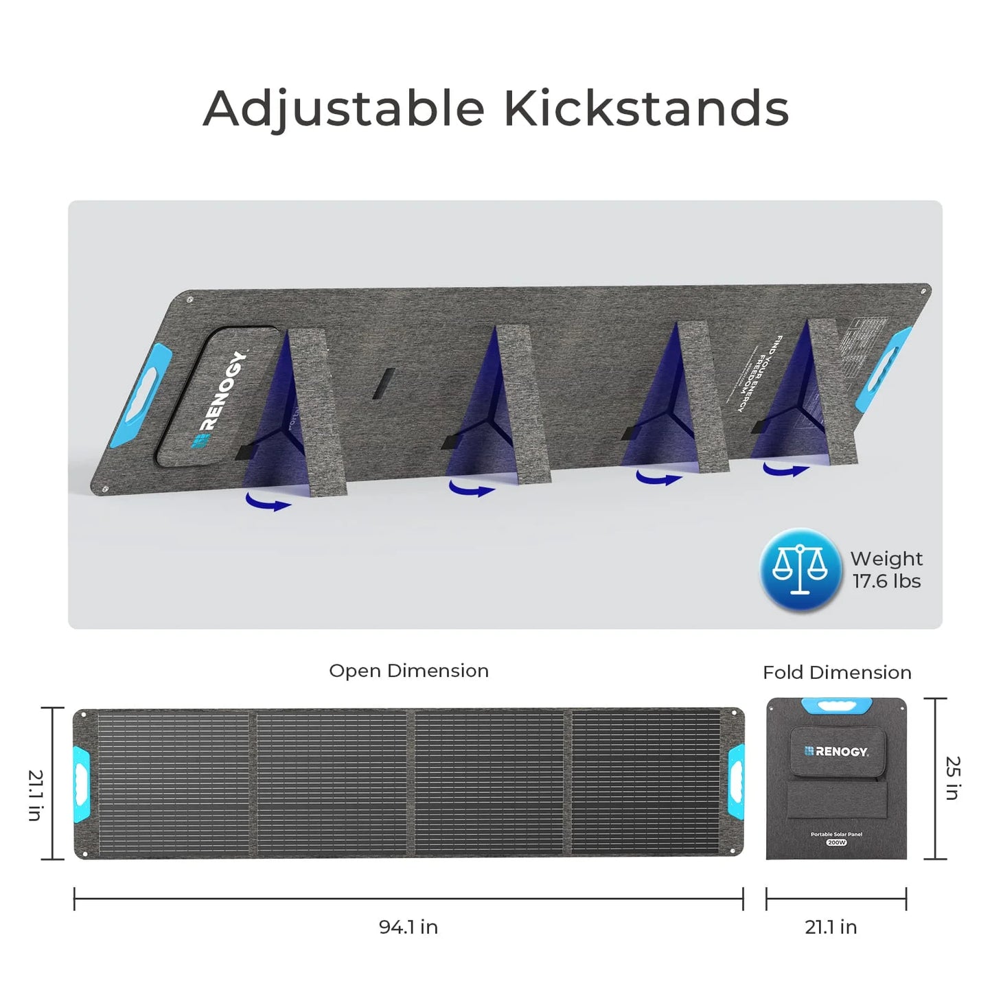 Renogy 200W Portable Solar Panel, IP65 Waterproof Foldable Solar Panel, Solar Charger for Power Station, RV Camping