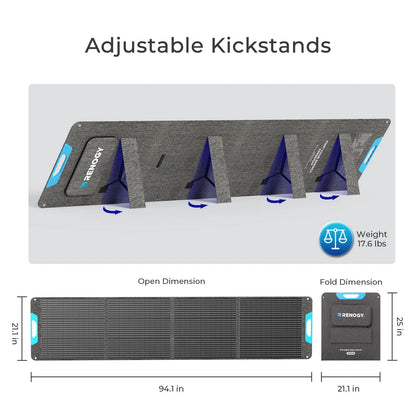 Renogy 200W Portable Solar Panel, IP65 Waterproof Foldable Solar Panel, Solar Charger for Power Station, RV Camping