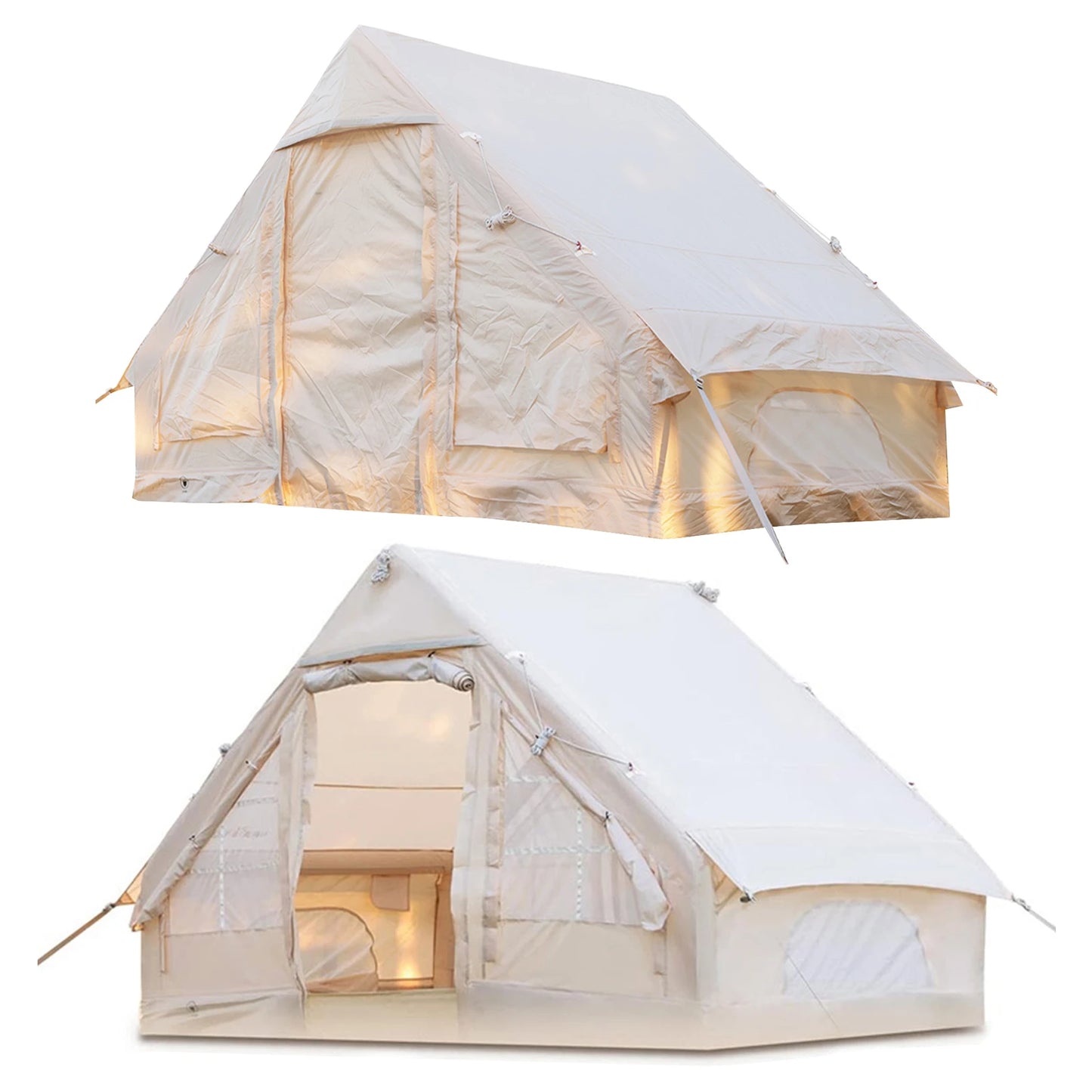 4-6 Person House Instant Glamping Camping Tents, House Oxford Fabric Inflatable Camping Tent With Storage Bag