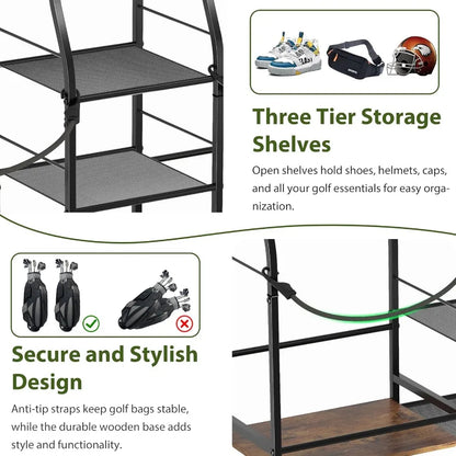 Golf Bag Storage Organizer for Garage