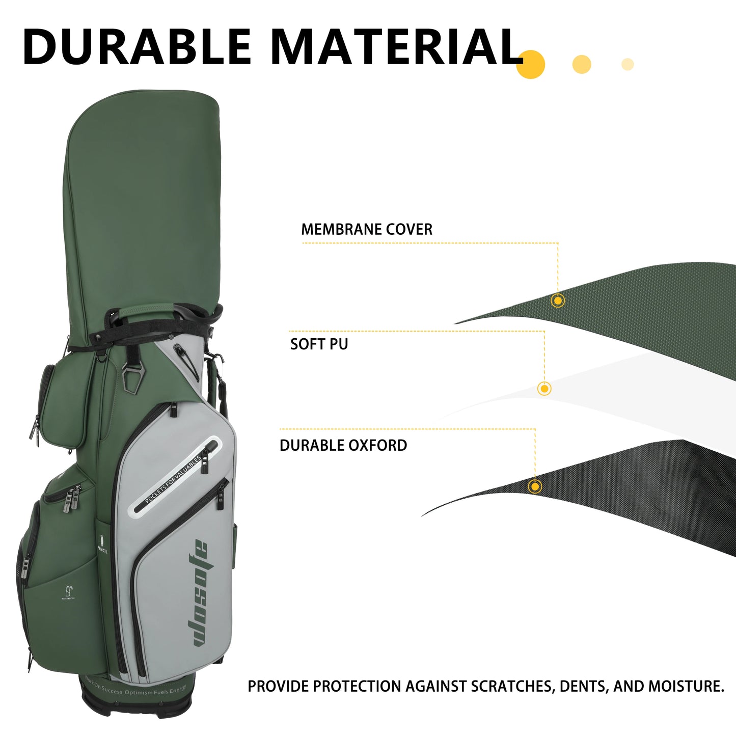 PU Leather Lightweight Men/Women Golf Bag, Multiple 10 Pockets, 14-Way Dividers,Cooler Pouch Golf Cart Bag