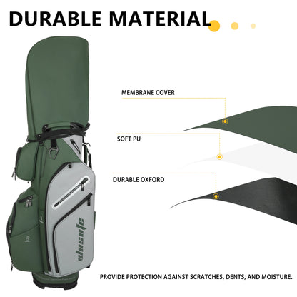 PU Leather Lightweight Men/Women Golf Bag, Multiple 10 Pockets, 14-Way Dividers,Cooler Pouch Golf Cart Bag